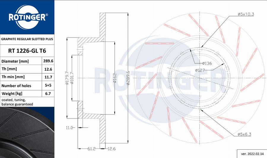 Rotinger RT 1226-GL T6 - Discofreno autozon.pro