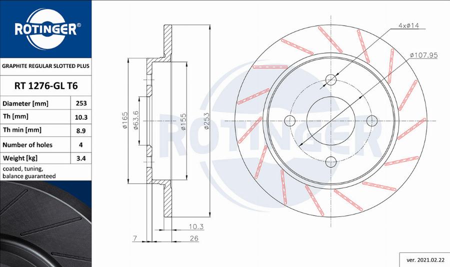 Rotinger RT 1276-GL T6 - Discofreno autozon.pro