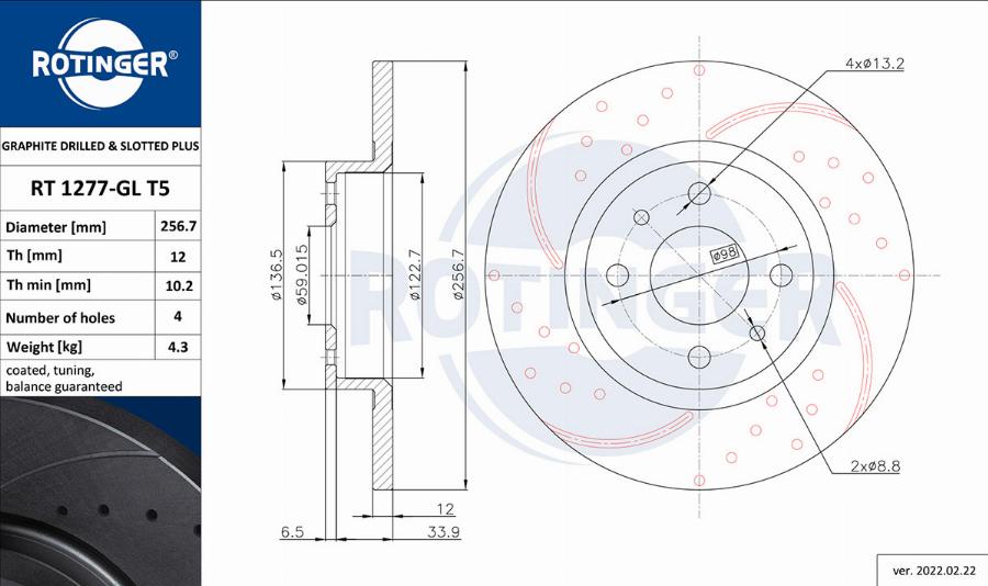 Rotinger RT 1277-GL T5 - Discofreno autozon.pro