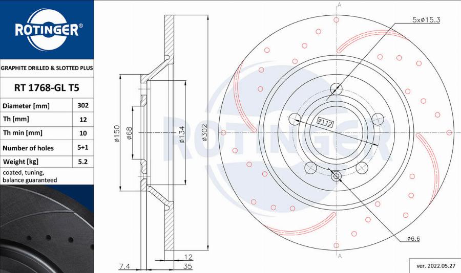 Rotinger RT 1768-GL T5 - Discofreno autozon.pro