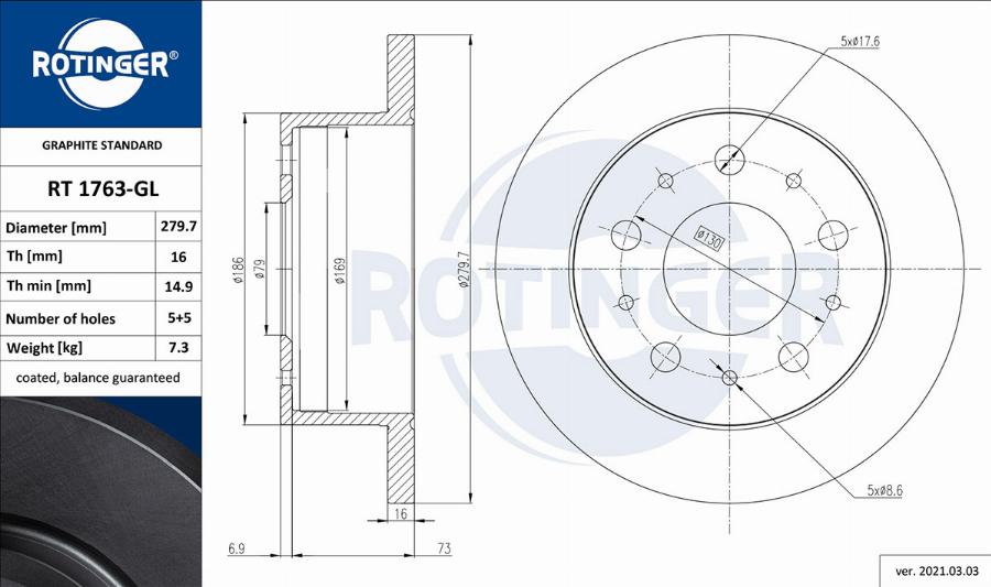 Rotinger RT 1763-GL - Discofreno autozon.pro