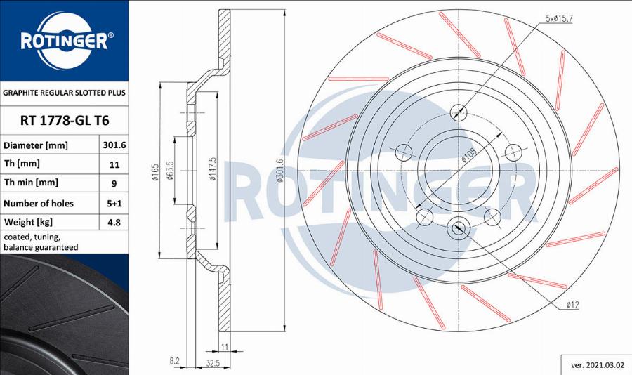 Rotinger RT 1778-GL T6 - Discofreno autozon.pro