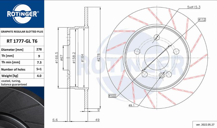 Rotinger RT 1777-GL T6 - Discofreno autozon.pro