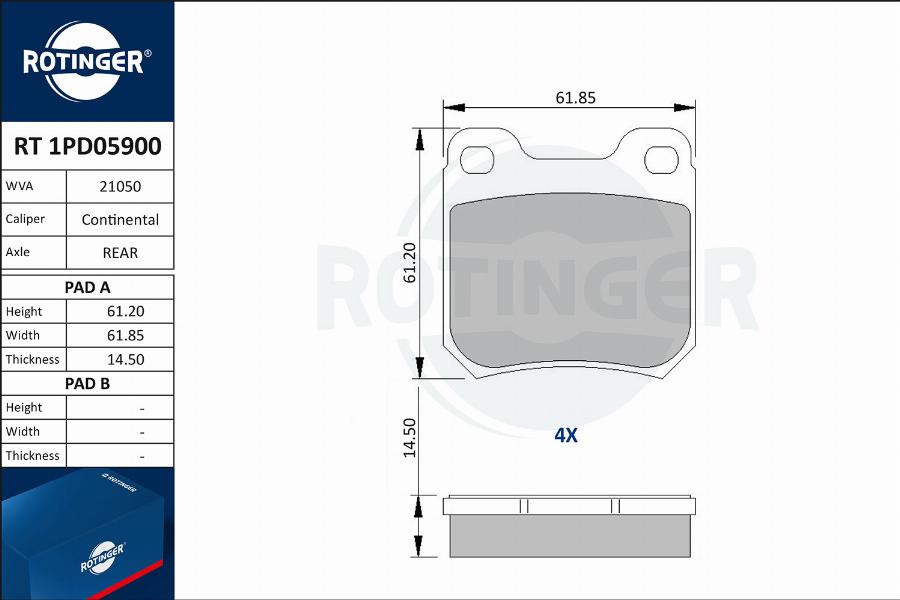 Rotinger RT 1PD05900 - Kit pastiglie freno, Freno a disco autozon.pro