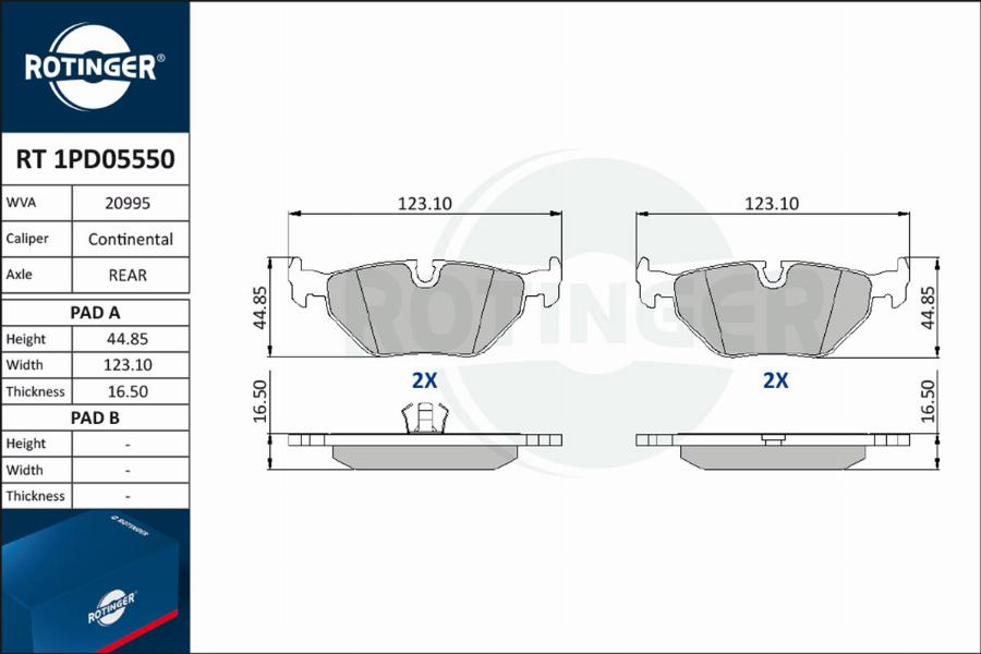 Rotinger RT 1PD05550 - Kit pastiglie freno, Freno a disco autozon.pro