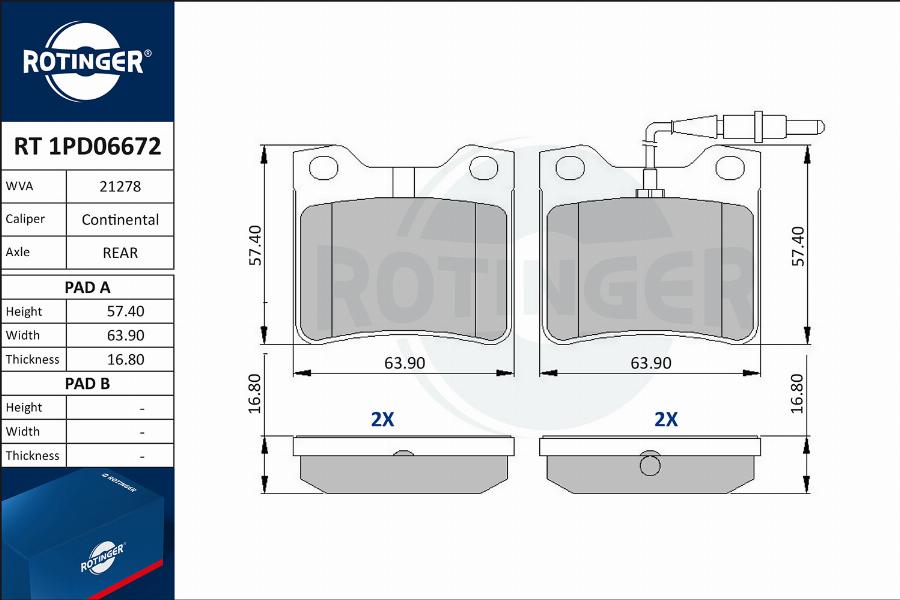 Rotinger RT 1PD06672 - Kit pastiglie freno, Freno a disco autozon.pro