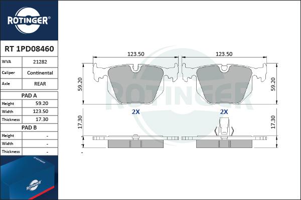 Rotinger RT 1PD08460 - Kit pastiglie freno, Freno a disco autozon.pro