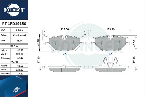 Rotinger RT 1PD19150 - Kit pastiglie freno, Freno a disco autozon.pro