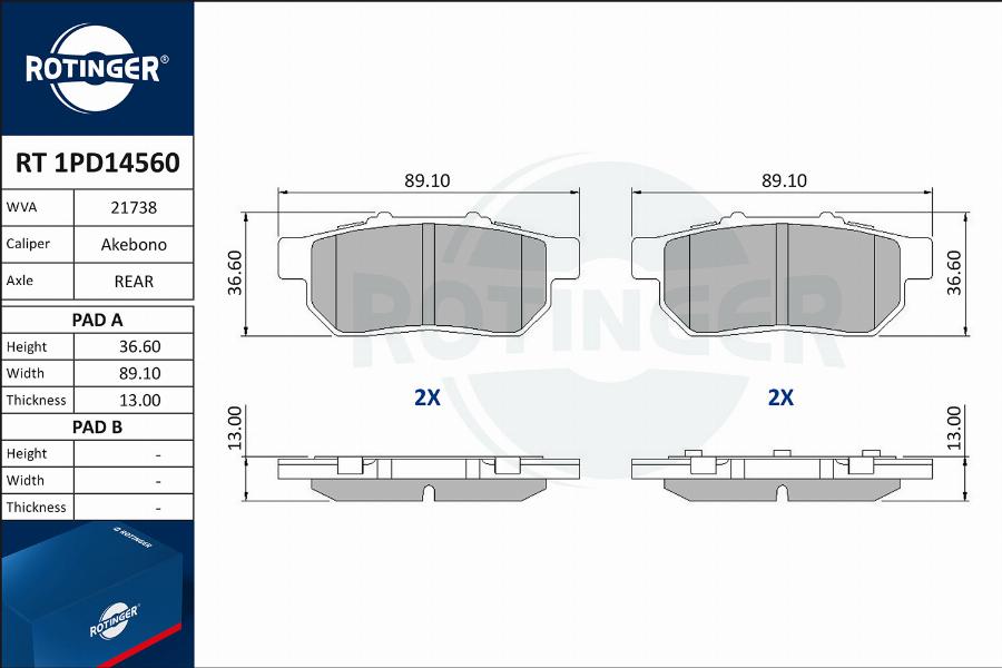 Rotinger RT 1PD14560 - Kit pastiglie freno, Freno a disco autozon.pro