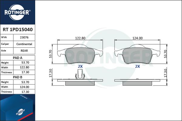 Rotinger RT 1PD15040 - Kit pastiglie freno, Freno a disco autozon.pro