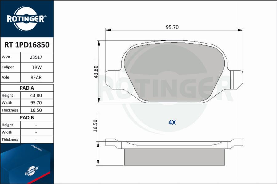 Rotinger RT 1PD16850 - Kit pastiglie freno, Freno a disco autozon.pro