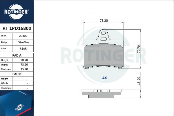 Rotinger RT 1PD16800 - Kit pastiglie freno, Freno a disco autozon.pro