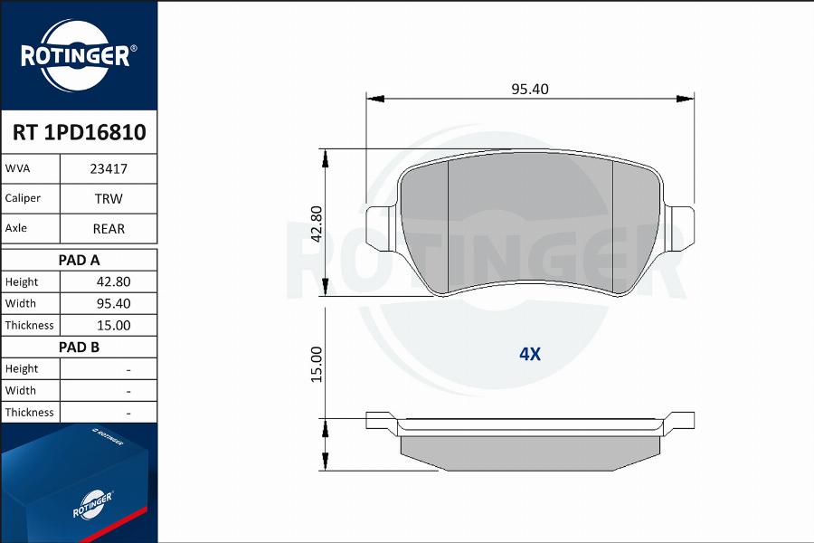 Rotinger RT 1PD16810 - Kit pastiglie freno, Freno a disco autozon.pro