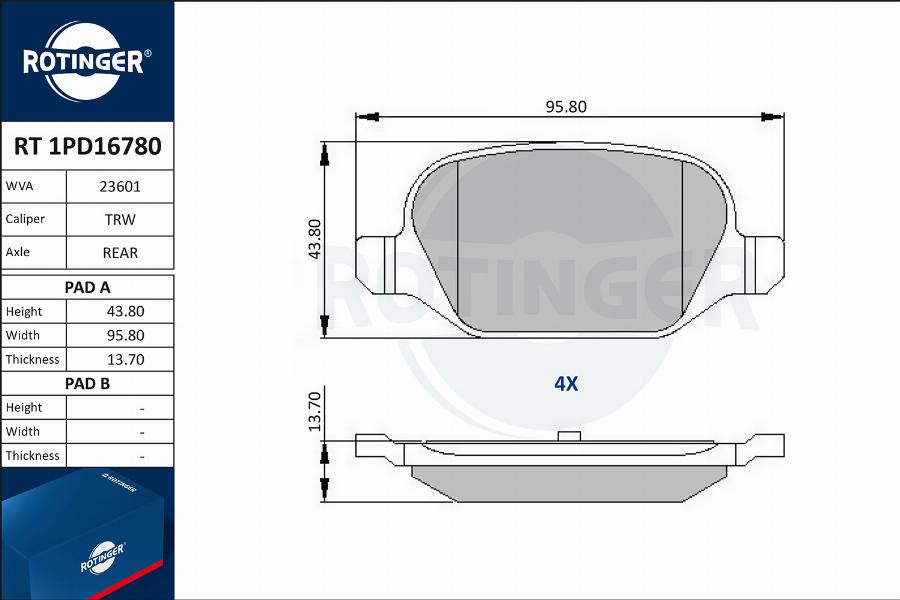 Rotinger RT 1PD16780 - Kit pastiglie freno, Freno a disco autozon.pro