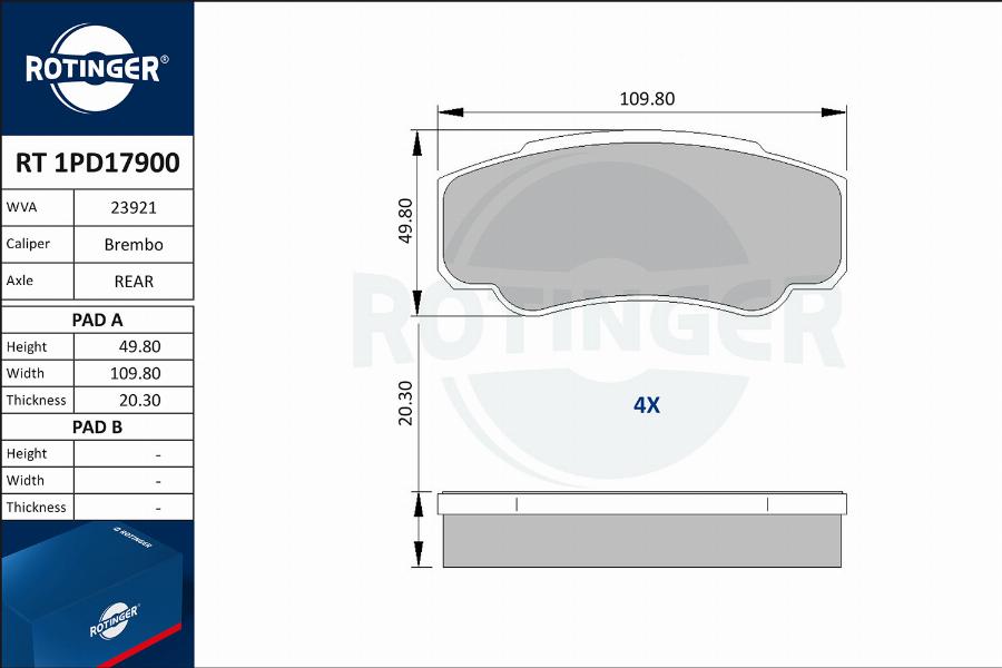 Rotinger RT 1PD17900 - Kit pastiglie freno, Freno a disco autozon.pro