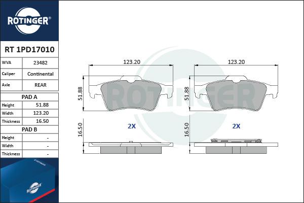 Rotinger RT 1PD17010 - Kit pastiglie freno, Freno a disco autozon.pro