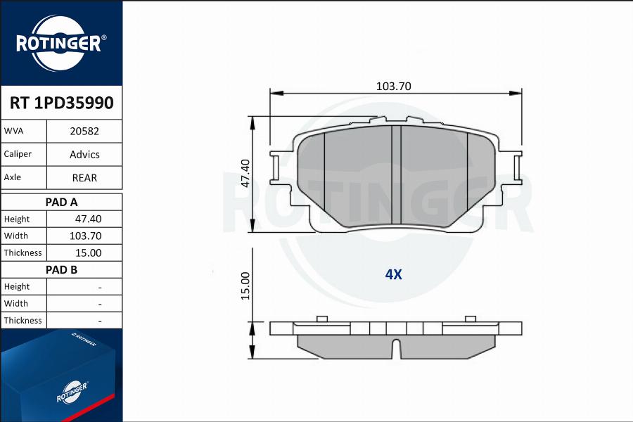 Rotinger RT 1PD35990 - Kit pastiglie freno, Freno a disco autozon.pro