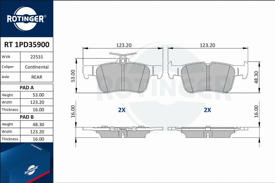 Rotinger RT 1PD35900 - Kit pastiglie freno, Freno a disco autozon.pro