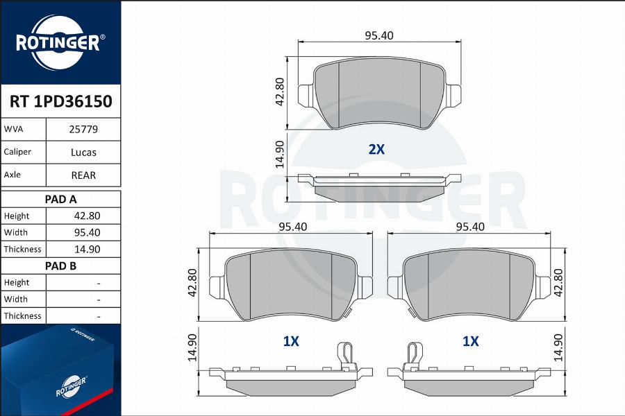 Rotinger RT 1PD36150 - Kit pastiglie freno, Freno a disco autozon.pro