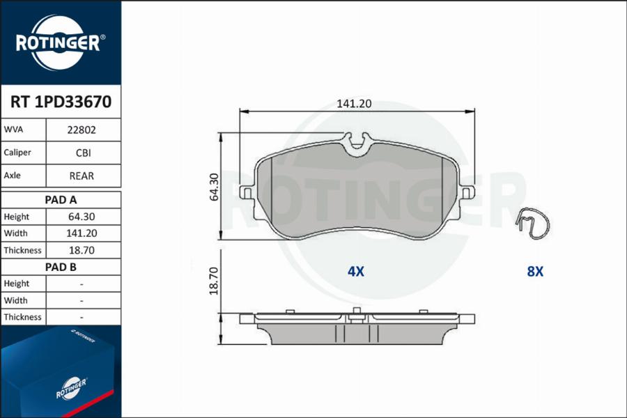 Rotinger RT 1PD33670 - Kit pastiglie freno, Freno a disco autozon.pro