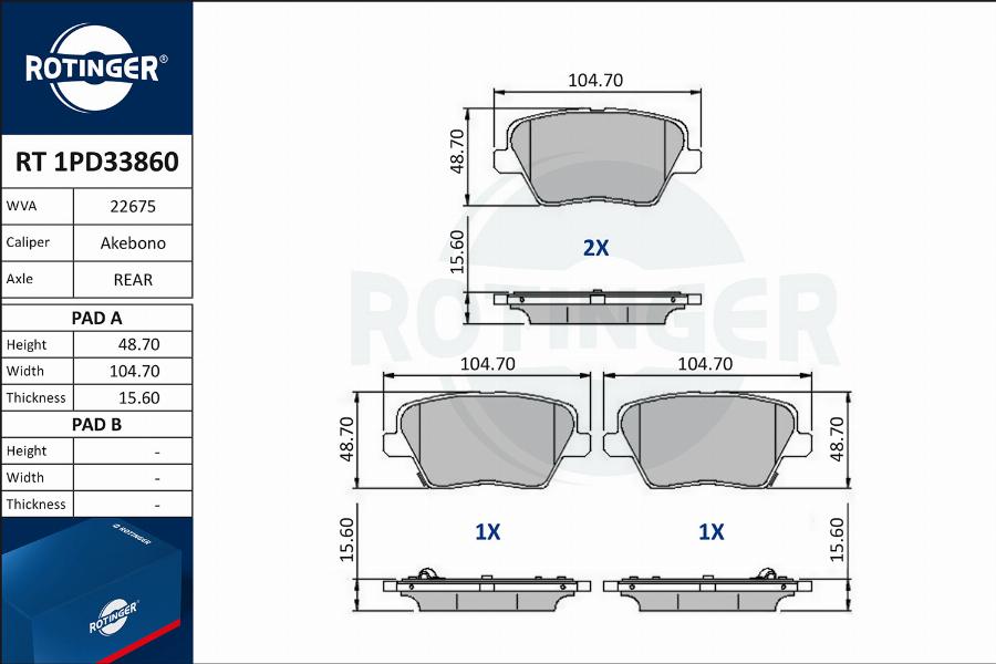 Rotinger RT 1PD33860 - Kit pastiglie freno, Freno a disco autozon.pro