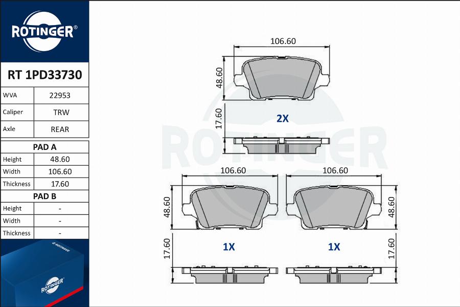 Rotinger RT 1PD33730 - Kit pastiglie freno, Freno a disco autozon.pro