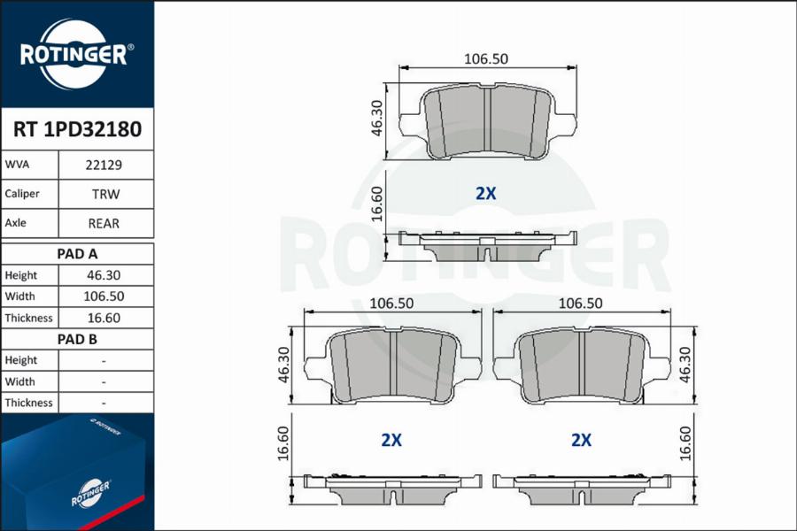 Rotinger RT 1PD32180 - Kit pastiglie freno, Freno a disco autozon.pro