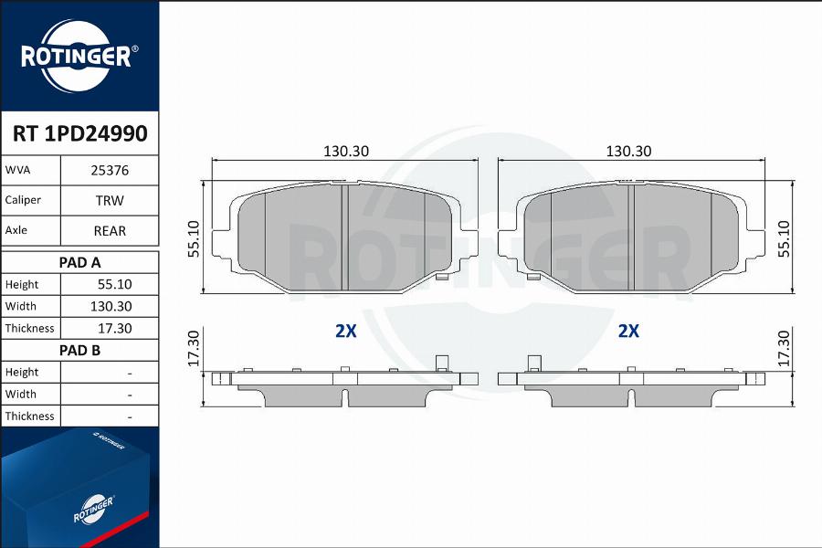 Rotinger RT 1PD24990 - Kit pastiglie freno, Freno a disco autozon.pro