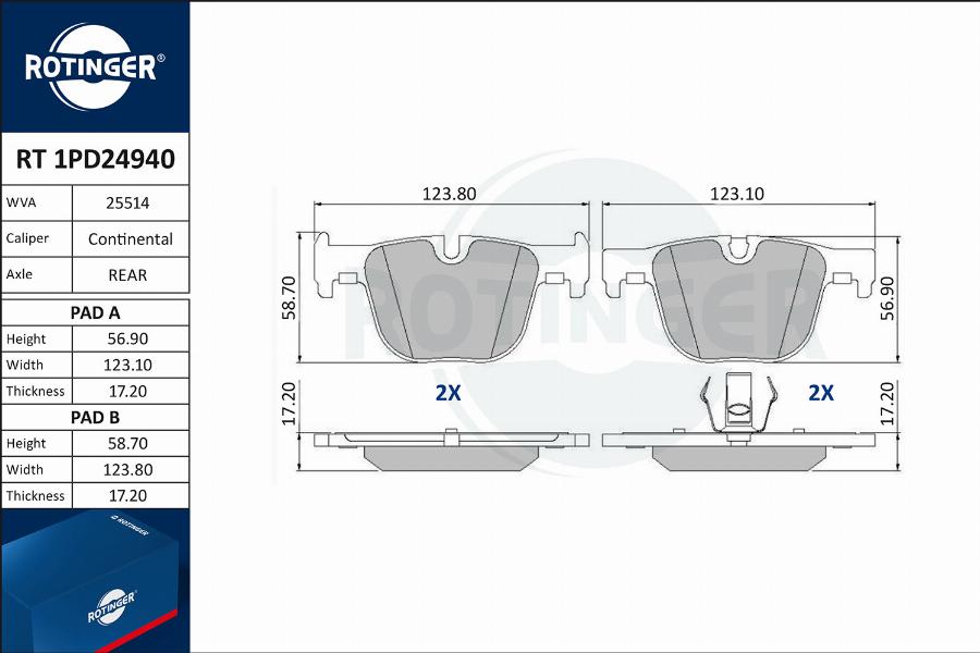 Rotinger RT 1PD24940 - Kit pastiglie freno, Freno a disco autozon.pro