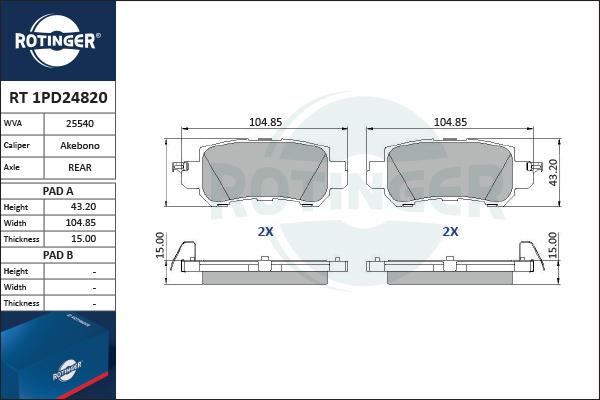 Rotinger RT 1PD24820 - Kit pastiglie freno, Freno a disco autozon.pro