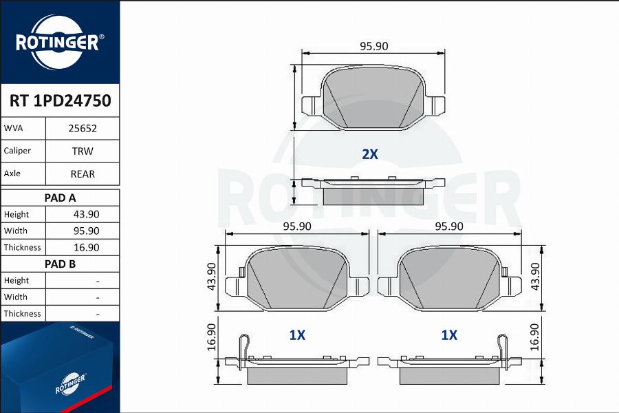 Rotinger RT 1PD24750 - Kit pastiglie freno, Freno a disco autozon.pro