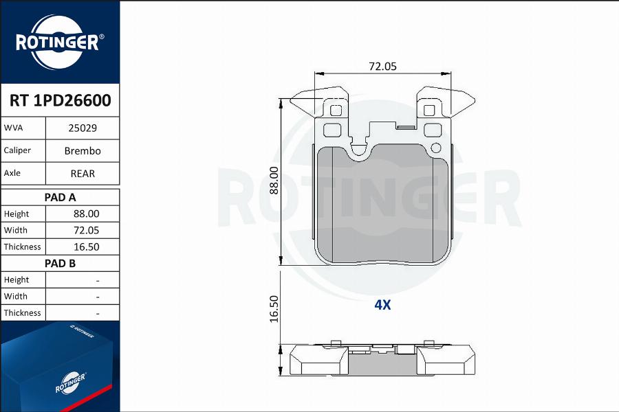 Rotinger RT 1PD26600 - Kit pastiglie freno, Freno a disco autozon.pro