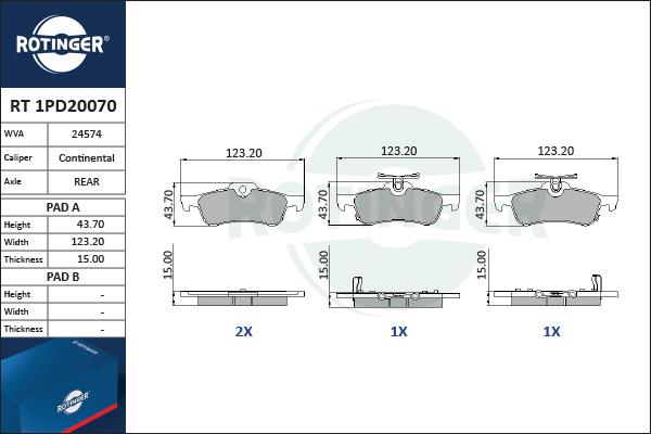 Rotinger RT 1PD20070 - Kit pastiglie freno, Freno a disco autozon.pro