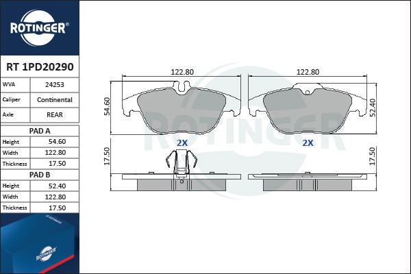 Rotinger RT 1PD20290 - Kit pastiglie freno, Freno a disco autozon.pro