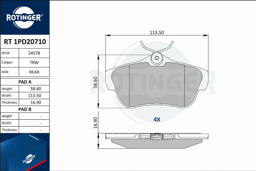 Rotinger RT 1PD20710 - Kit pastiglie freno, Freno a disco autozon.pro