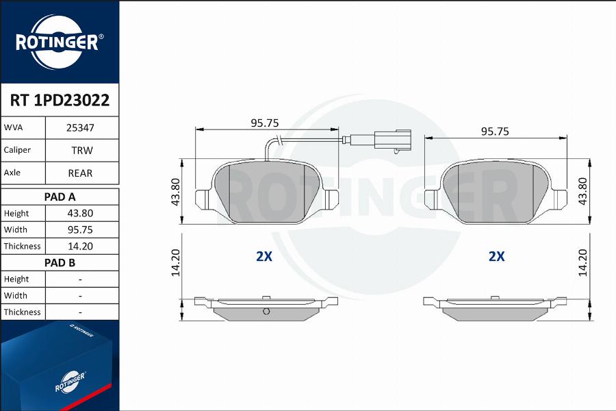 Rotinger RT 1PD23022 - Kit pastiglie freno, Freno a disco autozon.pro