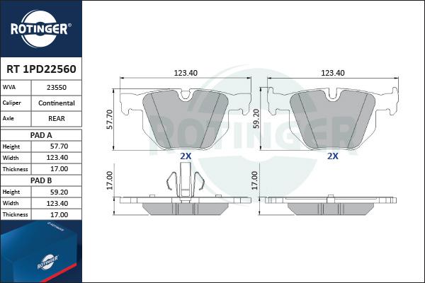 Rotinger RT 1PD22560 - Kit pastiglie freno, Freno a disco autozon.pro