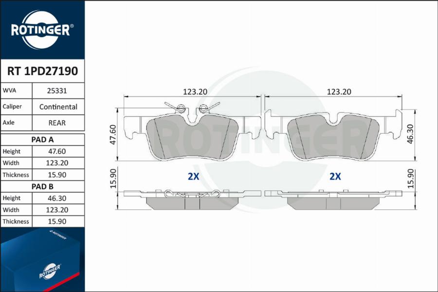 Rotinger RT 1PD27190 - Kit pastiglie freno, Freno a disco autozon.pro