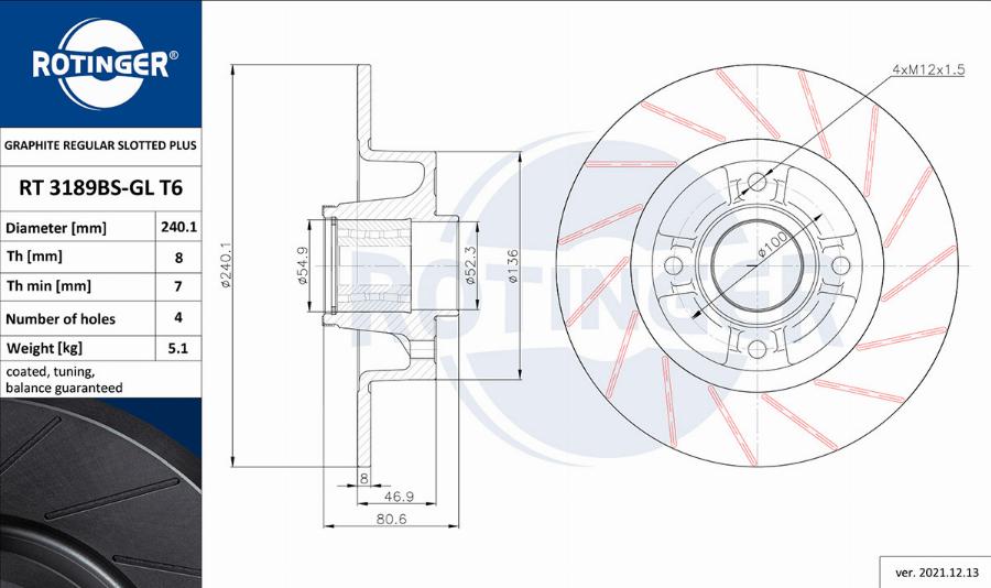 Rotinger RT 3189BS-GL T6 - Discofreno autozon.pro