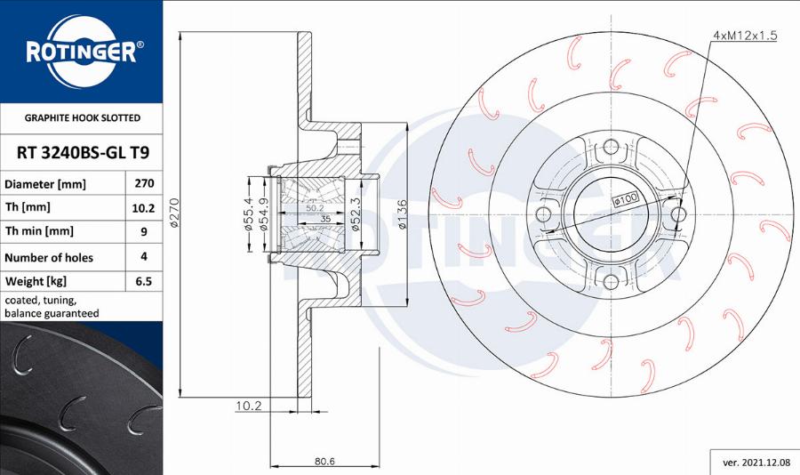 Rotinger RT 3240BS-GL T9 - Discofreno autozon.pro