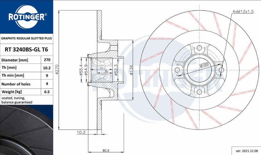 Rotinger RT 3240BS-GL T6 - Discofreno autozon.pro