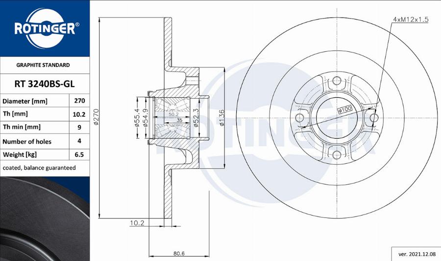 Rotinger RT 3240BS-GL - Discofreno autozon.pro