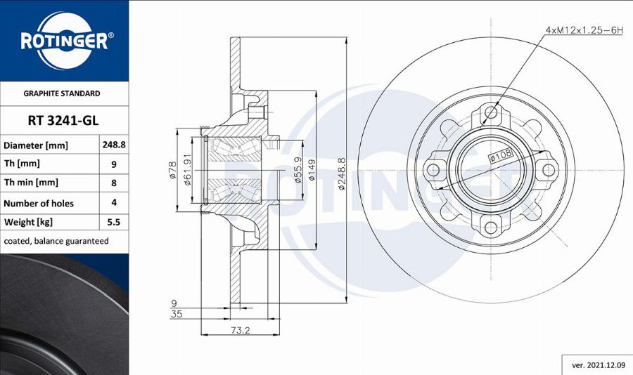 Rotinger RT 3241BS-GL - Discofreno autozon.pro