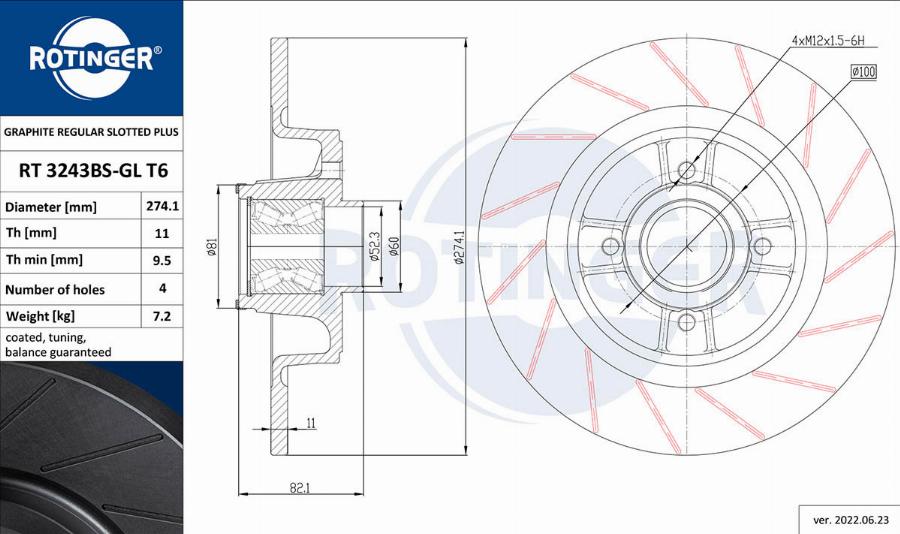 Rotinger RT 3243BS-GL T6 - Discofreno autozon.pro