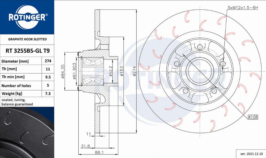 Rotinger RT 3255BS-GL T9 - Discofreno autozon.pro