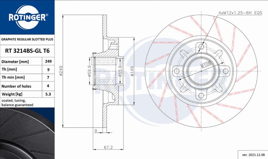 Rotinger RT 3214BS-GL T6 - Discofreno autozon.pro