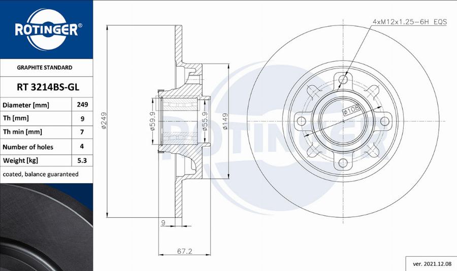 Rotinger RT 3214BS-GL - Discofreno autozon.pro