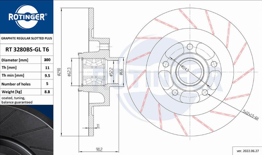 Rotinger RT 3284BS-GL T6 - Discofreno autozon.pro