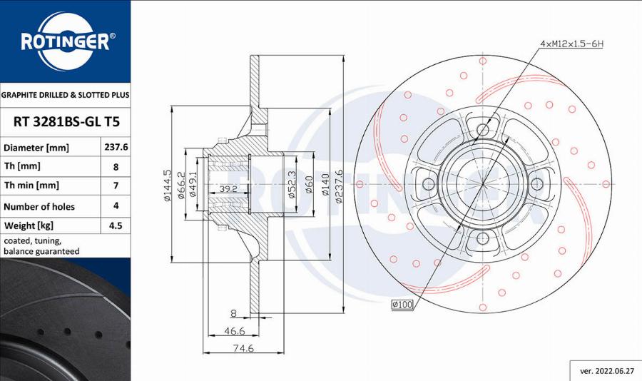 Rotinger RT 3281BS-GL T5 - Discofreno autozon.pro