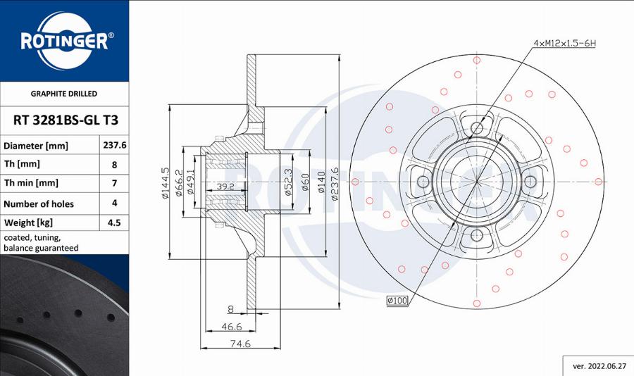 Rotinger RT 3281BS-GL T3 - Discofreno autozon.pro